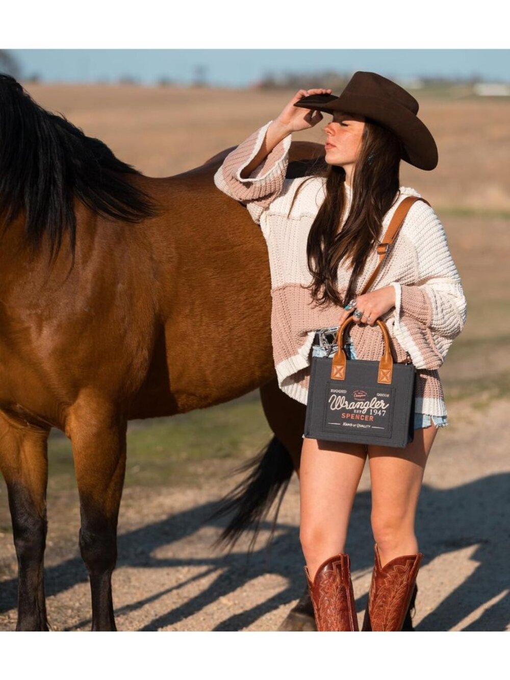 Stylish Canvas Tote Bag for Women | Wrangler-Inspired Top Handle Purse - Picture 2 of 6